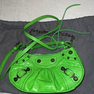 Le Cagole Mini Croc-Embossed Shoulder Bag